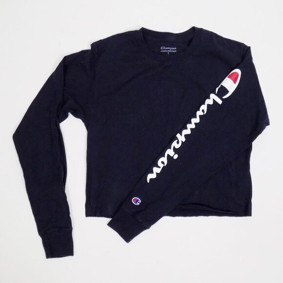 champion logo tee long sleeve crop top - Picture 1 of 6
